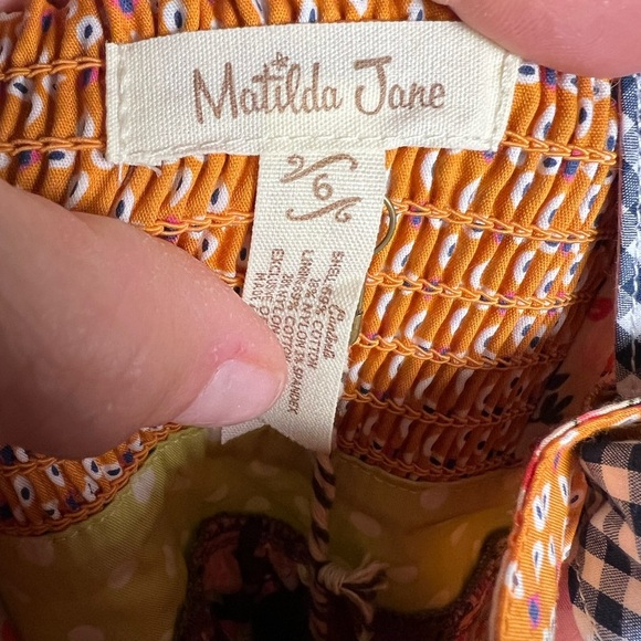 Matilda Jane pink and brown with trees dress size 6 - Picture 4 of 6